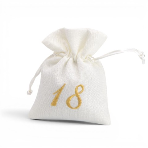 SACCHETTO RICAMATO 18ANNI ORO